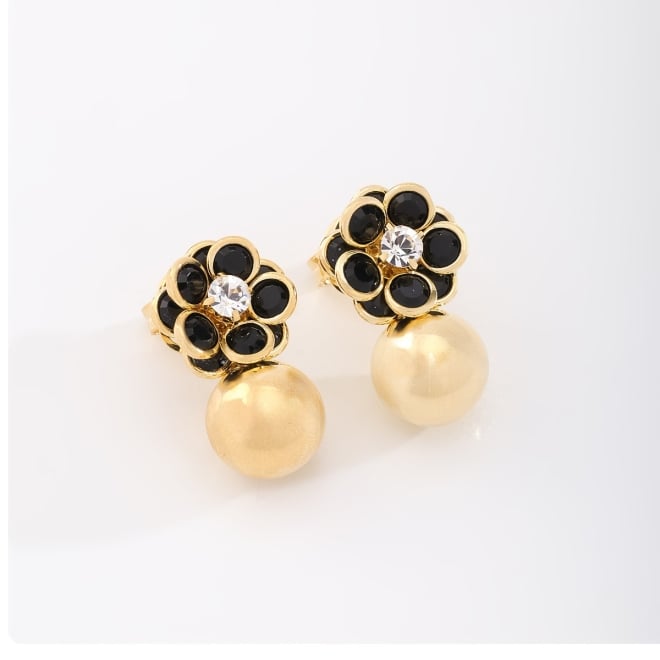 BR-02835 BRINCO EM FORMATO DE FLOR COM ZIRCÔNIAS E ESFERA