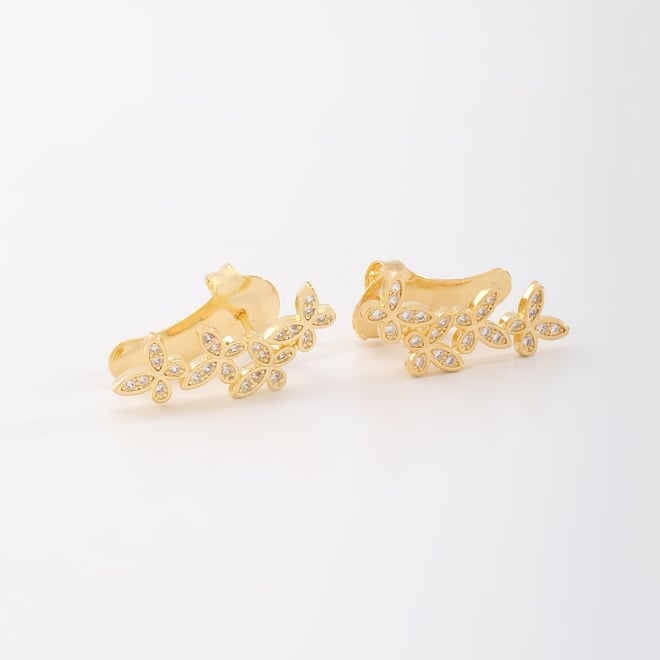 BR-02836 BRINCO MODELO EAR CUFF COM DESIGN DE BORBOLETAS CRAVEJADAS