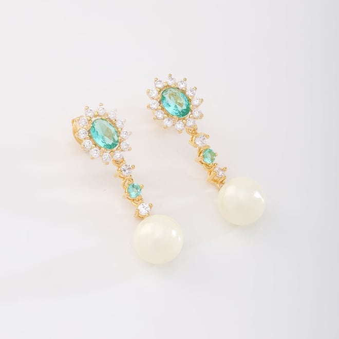 BR-02873 BRINCO COM PEDRAS OVAIS E DETALHES EM ZIRCÔNIAS E PÉROLA