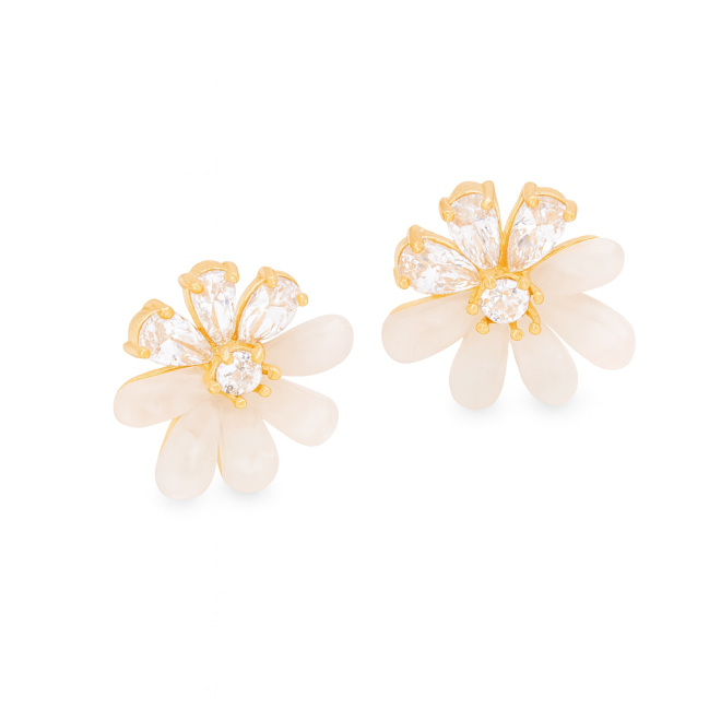 BR-02975 BRINCO BANHADO A OURO 18K EM FORMATO DE FLOR