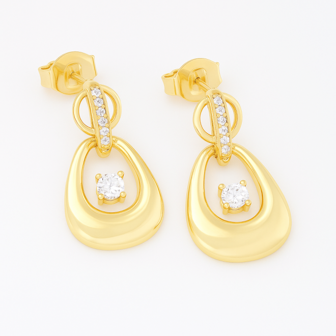 BR-02987 BRINCO BANHADO A OURO 18K COM DESIGN ORGÂNICO