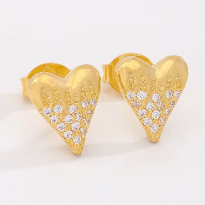 BR-03030 BRINCO BANHADO A OURO 18K EM FORMATO DE CORAÇÃO EM ZIRCÔNIAS