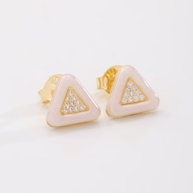 BR-03037 BRINCO BANHADO A OURO 18K COM DESIGN TRIANGULAR