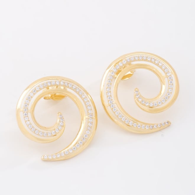 BR-03046 BRINCO BANHADO A OURO 18K COM DESIGN EM ESPIRAL