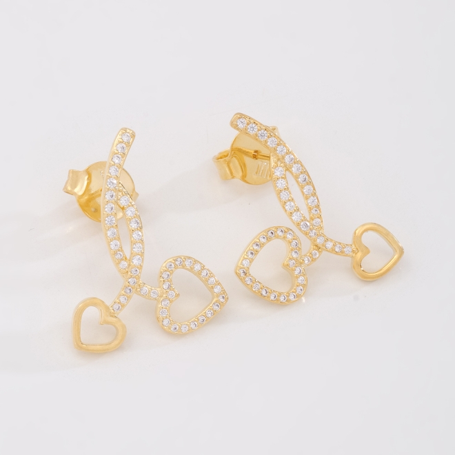 BR-03056 BRINCO BANHADO A OURO 18K COM DESIGN DE CORAÇÃO VAZADO