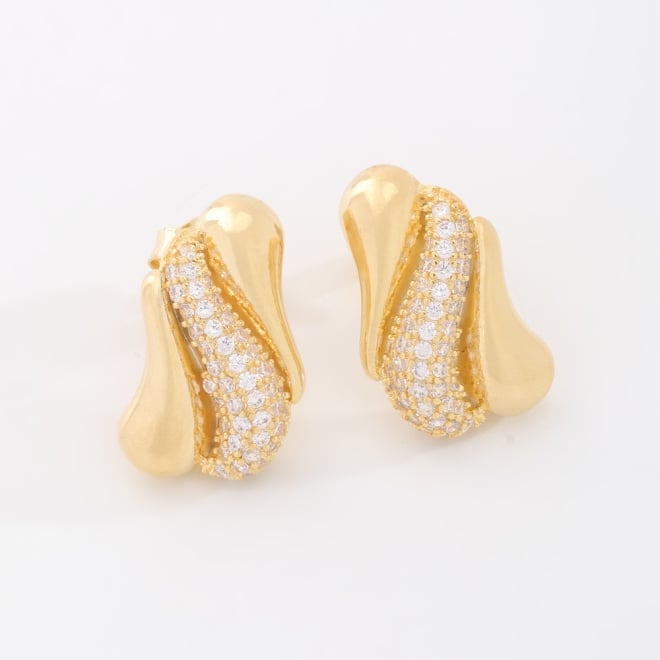BR-03080 BRINCO BANHADO A OURO 18K COM DESIGN ORGÂNICO E CONTEMPORÂNEO