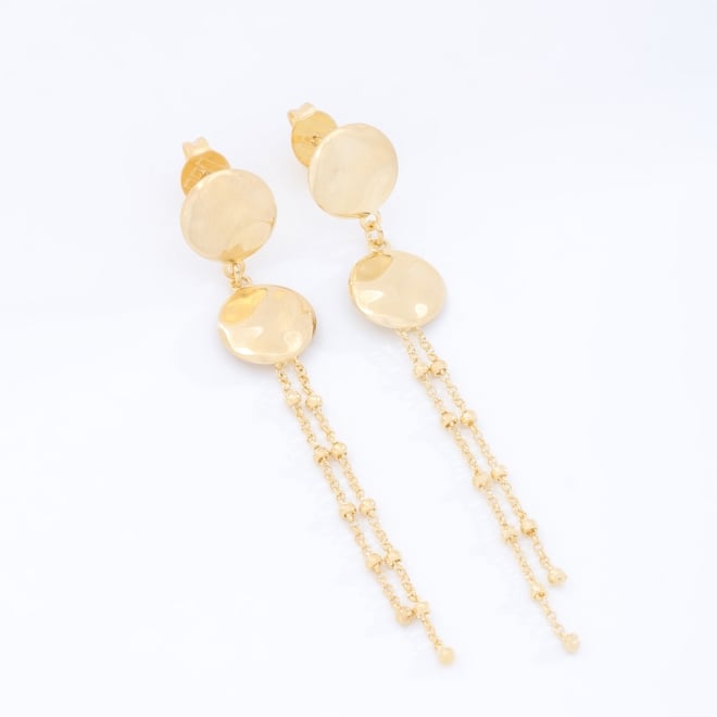 BR-03094 BRINCO BANHADO A OURO 18K COM DESIGN EM DISCOS ORGÂNICOS