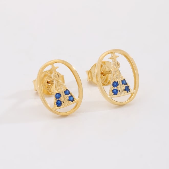 BR-03115 BRINCO BANHADO A OURO 18K COM DESIGN DE NOSSA SENHORA APARECIDA