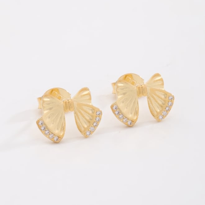 BR-03136 BRINCO BANHADO A OURO 18K DE LAÇO COM DETALHES EM ZIRCÔNIAS