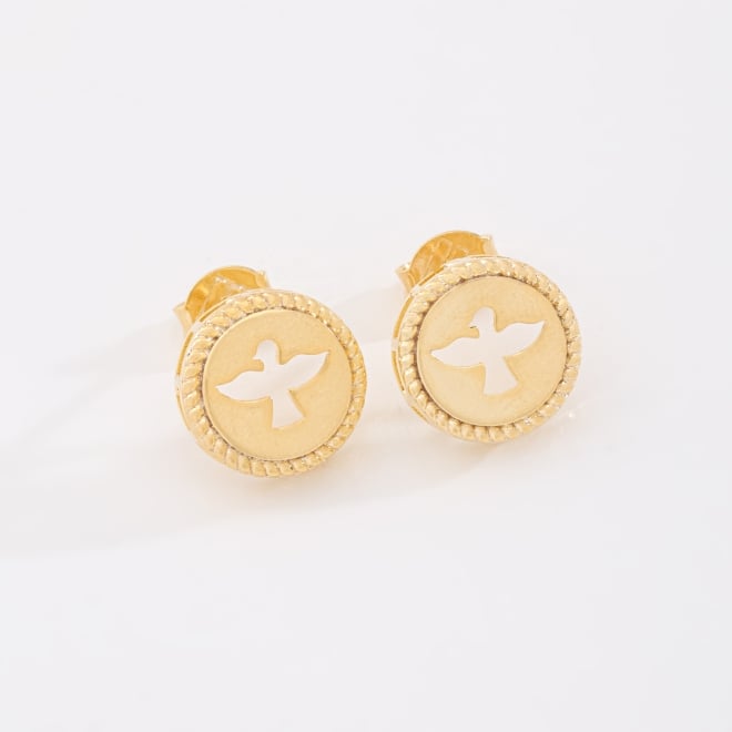 BR-03148 BRINCO BANHADO A OURO 18K REDONDO COM DETALHE DO ESPÍRITO SANTO