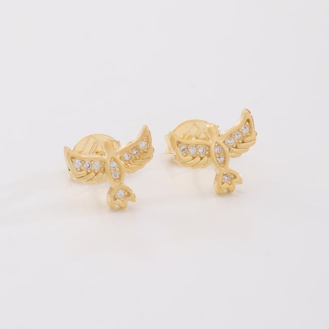 BR-03190 BRINCO BANHADO A OURO 18K DE ESPÍRITO SANTO COM DETALHES EM ZIRCÔNIAS