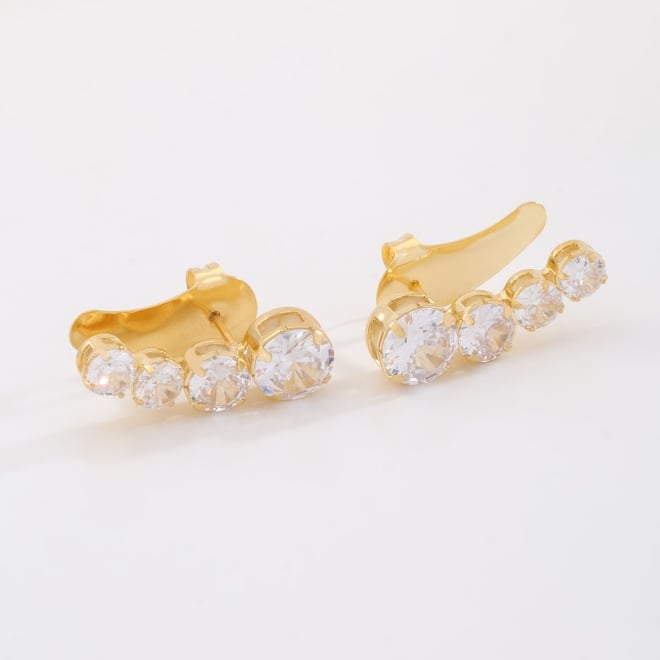 BR-03199 BRINCO DESIGN EAR CUFF E ZIRCÔNIAS REDONDAS