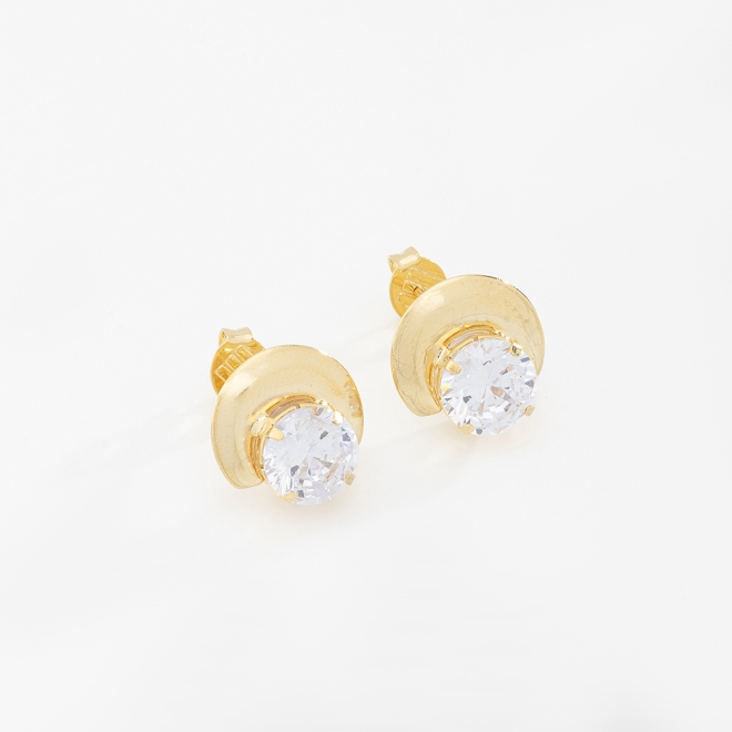 BR-03203 BRINCO COM ZIRCÔNIA REDONDA EM DESTAQUE E BASE EM DESIGN CURVO