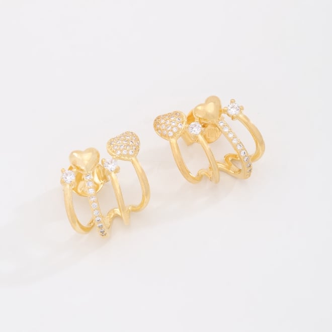 BR-03237 BRINCO EAR HOOK  COM DESIGN DE ARGOLINHAS, DETALHES EM CORAÇÃO
