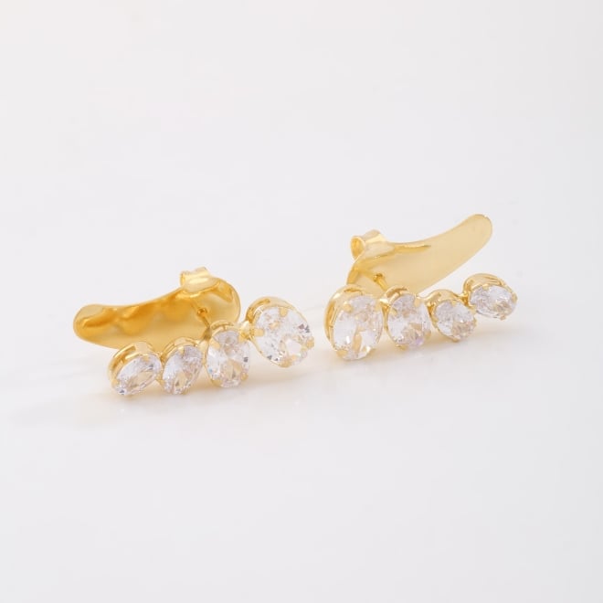 BR-03247-BRINCO EAR CUFF COM ZIRCÔNIAS OVAIS