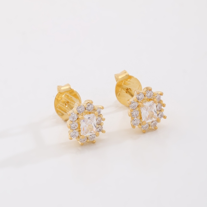 BR-03267-BRINCO RETANGULAR COM ZIRCÔNIA CRISTAL