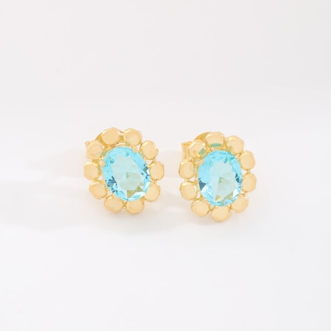 BR-03299-BRINCO COM CRISTAL AZUL E DETALHES EM ESFERAS