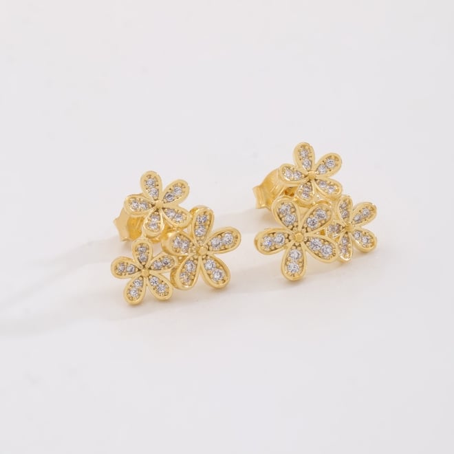 BR-03321 BRINCO TRIO DE FLORES COM ZIRCÔNIAS
