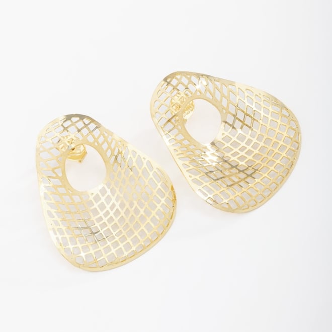BR-02262 BRINCO BANHADO A OURO 18K COM DESIGN ORGÂNICO VAZADO