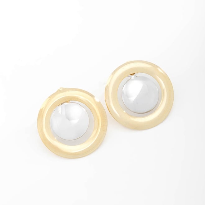 BRM-02289 BRINCO BANHADO A OURO 18K COM DESIGN CIRCULAR E DETALHE CENTRAL BANHADO A RÓDIO