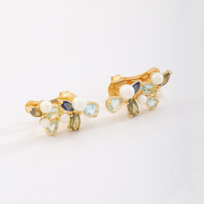 BX-0137 BRINCO EAR CUFF CRISTAL E PÉROLA SHELL