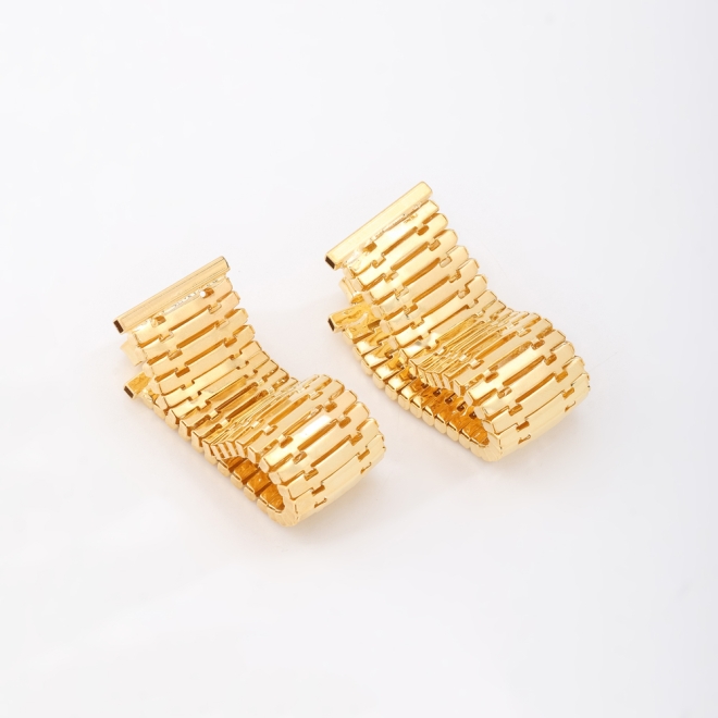 BX-0252 BRINCO BANHADO A OURO 18K COM DESIGN ARTICULADO EM FILEIRAS