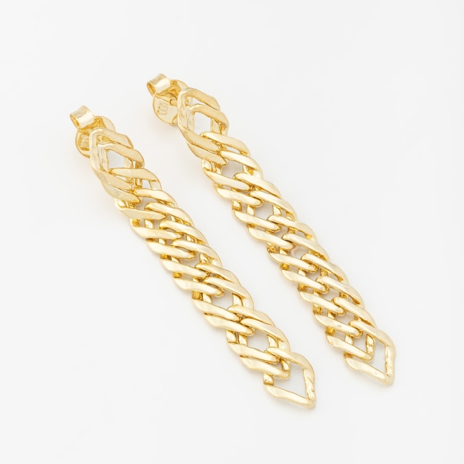 BX-0281 BRINCO BANHADO A OURO 18K COM DESIGN EM CORRENTE ESTILO ELO ENTRELAÇADO
