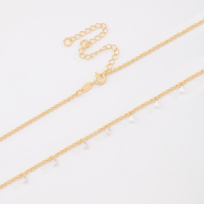 CH-0006-CHOKER COM PINGENTES DE ZIRCÔNIA CRISTAL