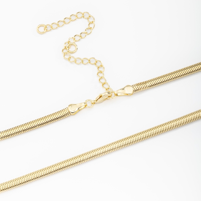CH-0018 CHOKER BANHADA A OURO 18K COM CORRENTE MODELO MALHA LISA