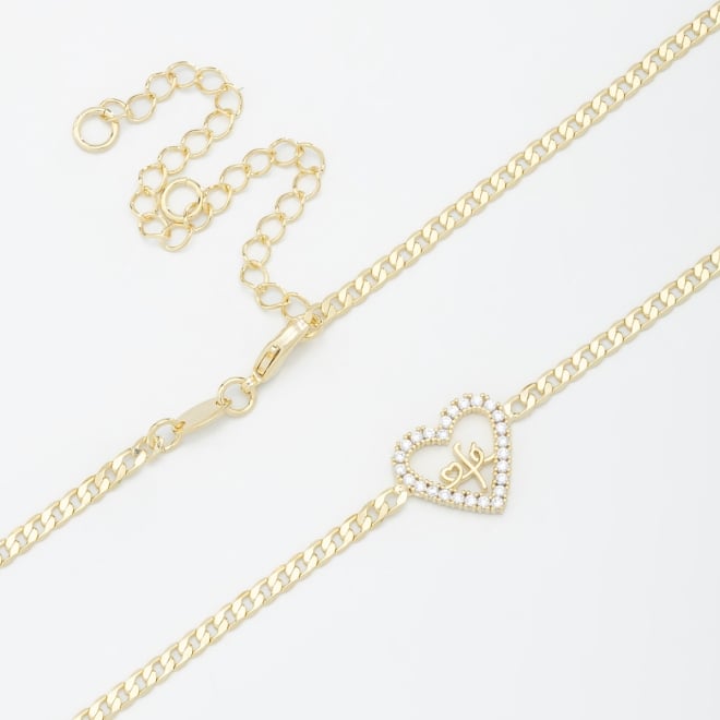 CH-0071 CHOKER COM PINGENTE DE CORAÇÃO EM ZIRCÔNIAS E DETALHE VAZADO