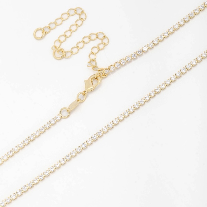 CH-0121 CHOKER BANHADO A OURO 18K COM FILEIRA DE ZIRCÔNIAS CRAVEJADA