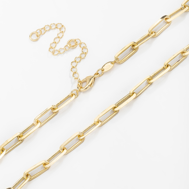 CH-0155 CHOKER BANHADA A OURO 18K COM ELO CARTIER ALONGADO 