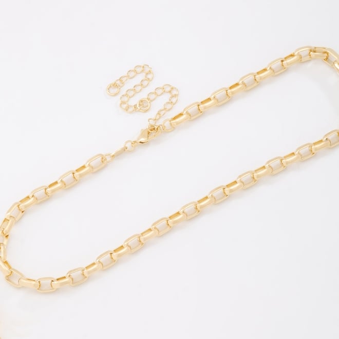 CH-0157 CHOKER BANHADA A OURO 18K COM CORRENTE EM ELOS ALONGADOS E ACABAMENTO POLIDO