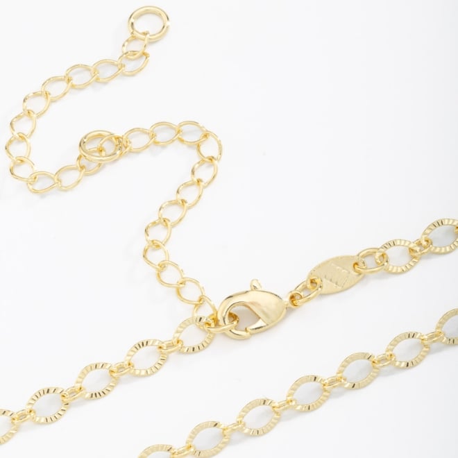 CH-0195 GARGANTILHA BANHADA A OURO 18K COM ELOS OVAIS TEXTURIZADOS