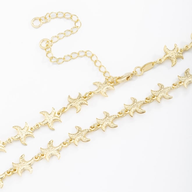 CH-0213 CHOCKER COM PINGENTES CONTÍNUOS EM FORMATO DE ESTRELA DO MAR