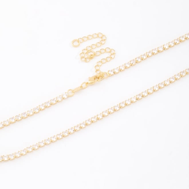 CH-0228 CHOKER BANHADA A OURO 18K COM FILEIRA DE ZIRCÔNIAS