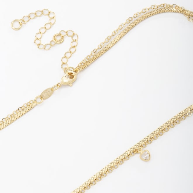 CH-0246 CHOKER CORRENTE DUPLA COM PINGENTE EM FORMATO DE CORAÇÃO
