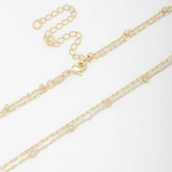 CH-0250 CHOKER DUPLA COM CORRENTE CARTIER E BOLINHAS INTERCALADAS