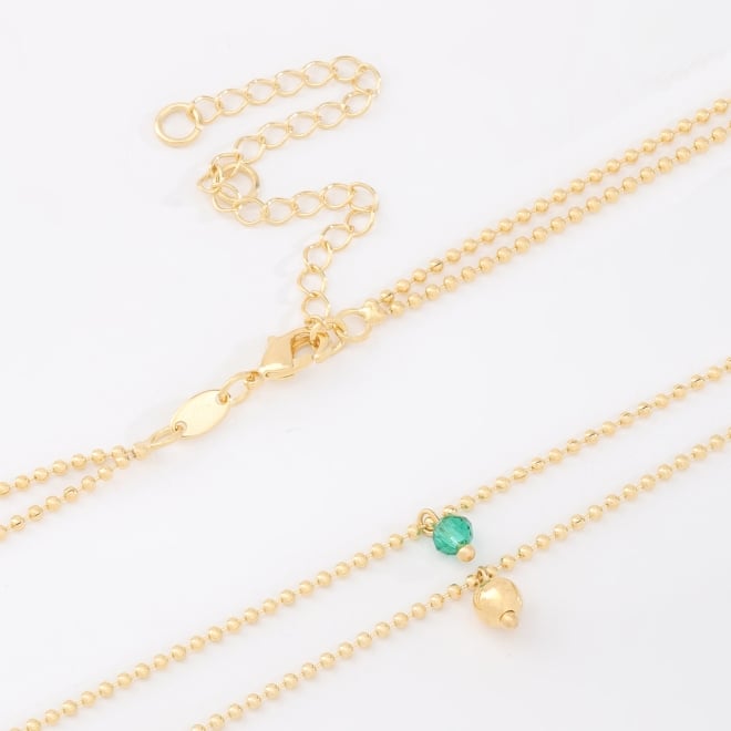 CH-0252 CHOKER BANHADO A OURO 18K COM CORRENTE DE ESFERAS E PINGENTE