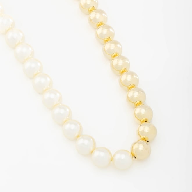 CH-0291 CHOKER BANHADA A OURO 18K COM BOLAS POLIDAS E PÉROLAS