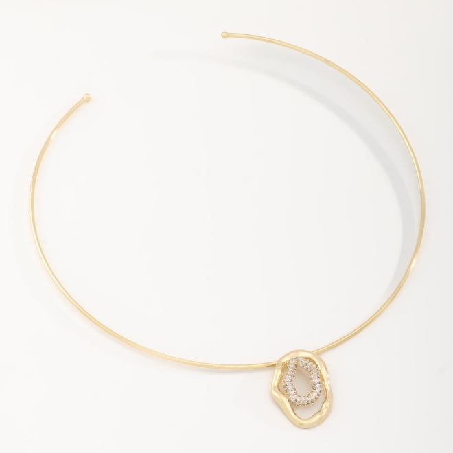 CH-0324 CHOKER COM PINGENTE ORGÂNICO EM ZIRCÔNIAS