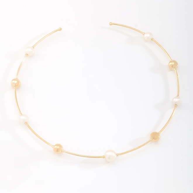 CH-0335 CHOKER COM DETALHES EM PÉROLAS E ESFERAS