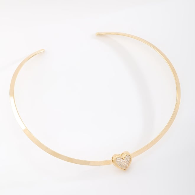 CH-0336 CHOKER COM PINGENTE EM FORMATO DE CORAÇÃO EM ZIRCÔNIAS