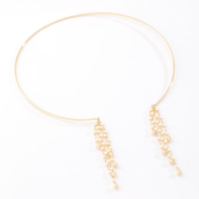 CH-0341 CHOKER COM DETALHES EM PÉROLAS PENDURADAS