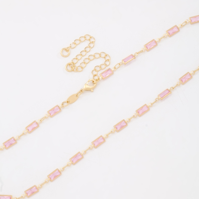 CH-0350 CHOKER BANHADO A OURO 18K COM PEDRAS RETANGULARES LAPIDADAS