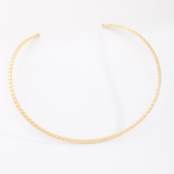 CH-0356 CHOKER ARO BANHADO A OURO 18K COM DESIGN TEXTURIZADO
