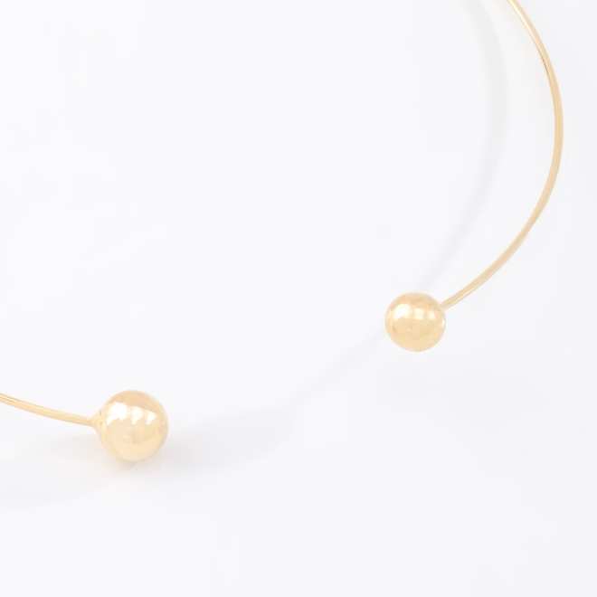 CH-0360 CHOKER BANHADA A OURO 18K DE ARO  COM DETALHES EM ESFERAS POLIDAS