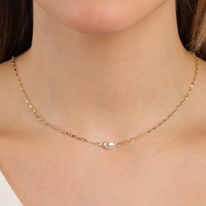 CH-0372 CHOKER BANHADO A OURO 18K COM PÉROLA