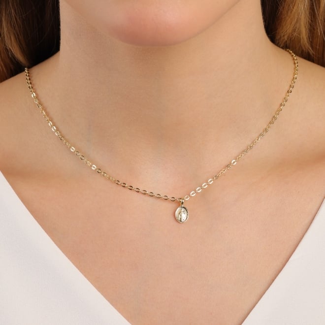 CH-0373 CHOKER BANHADA A OURO 18K COM MEDALHA OVAL DE N. S. DAS GRAÇAS