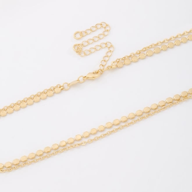 CH-0385 CHOKER BANHADA A OURO 18K COM CORRENTE DUPLA E DETALHES EM ESFERAS FLAT POLIDAS